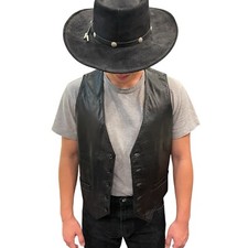 Vintage Bermans Black Leather Biker Vest Motorcycle Adult Men  s Size 38