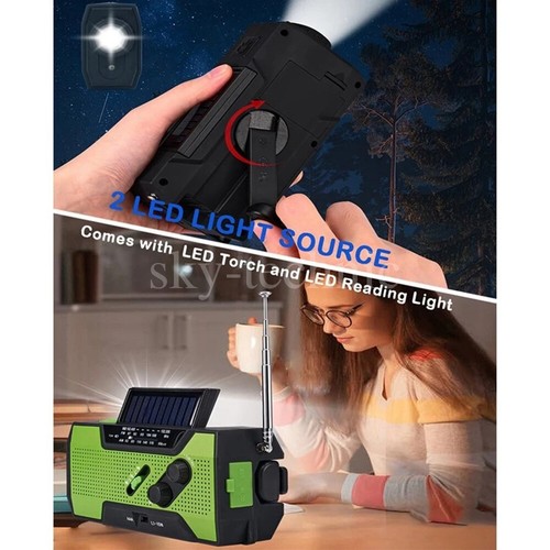 2000mAh Solar Radio Hand Crank Emergency FM/AM USB Charger Power Bank LED Torch - Picture 15 of 26
