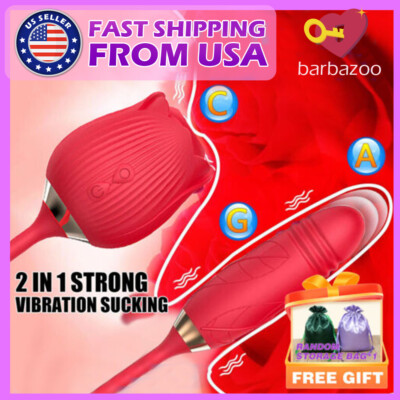 For Rose Suck Vibrator Thrusting Massager Women Rechargeable Toys use Lubricants