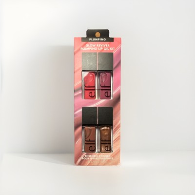 elf - Glow Reviver Plumping Lip Oil Kit- 4 Colors, Plumping Lip Oils- New in Box