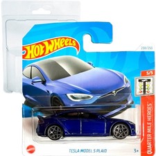 Hot Wheels Tesla Model S Plaid Quarter Mile Heroes 5/5 238/250 HRY91 Blue 2024 +