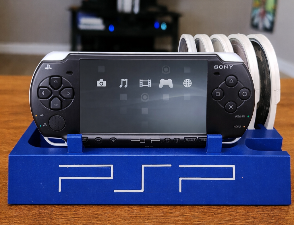 Vibrant Blue Sony PSP 2000/3000 Display Stand With PSP Game Holder