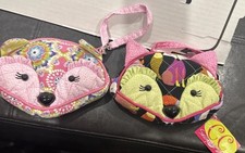 Douglas Pinky Fox Sillo-ette Wristlet Purse Lot 2 Plush Bags NWT 