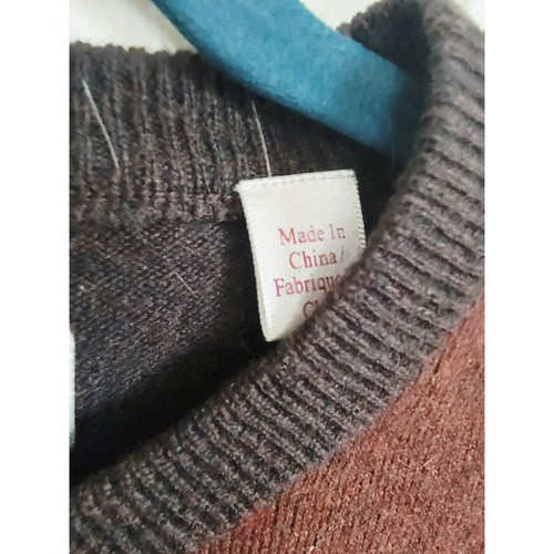 Penguin by Munsingwear Fair Isle Sweater Striped Knit Crew Neck Brown Men S NEW - Picture 6 of 7