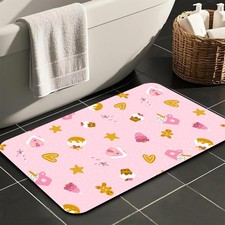 1 PCS Pink Christmas Bath Mat Rug Non Slip Quick Dry Absorbent 17x29.5 Inch