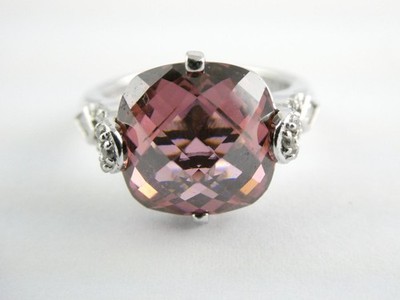 Tacori Sterlingsilber Ring mauve rosa und weiß Kristall 925 Größe 6,75 wiegt 7 g