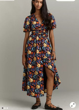 Anthropologie Women's Navy-Blue Multi Floral The Katerina Maxi Dress $178 M