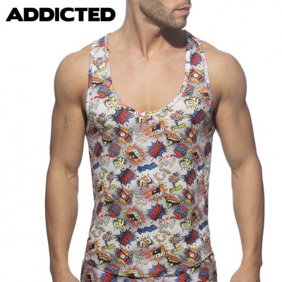 Addicted Tank Top Small Gently worn Cotton blend no fabric tag 18'' armpits