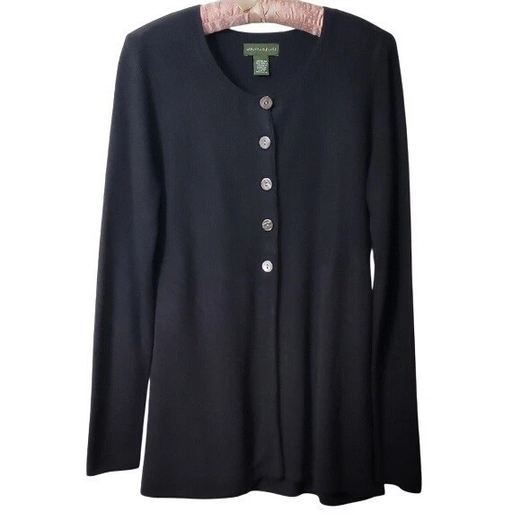 Mountain Lake Mujer Cárdigan Negro Suéter Manga Larga Botón Delantero Tejido Suave E Foto 2 de 4