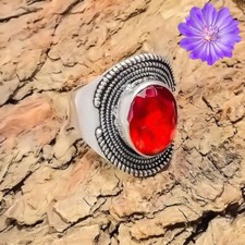 Red Ruby Gemstone 925 Sterling Silver Ring Handmade Jewelry Ring For Gift