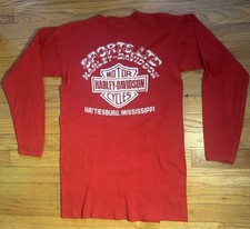 RARE Vintage 1982 Harley Davidson Healthknit 80s Thermal Henley Mississippi Med