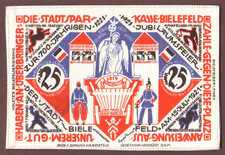 Germany  BIELEFELD  Linen Notgeld  25 Mark  15.7.1921