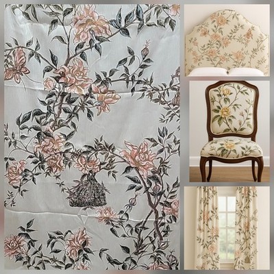 VTG Lynwood Exclusive Hand Print Chinoiserie Floral Fabric 7 Yds x 43 