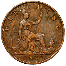 1880 Great Britain Farthing Victoria KM# 753