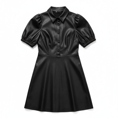 ZARA Black Faux Leather Puff Sleeve Button Front Mini Dress Women's Pre-Owned | eBay ZARA Black Faux Leather Puff Sleeve Button Front Mini Dress Women's Pre-Owned | eBay