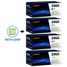 4PK For HP 206A Toner with Chip For Color LaserJet Pro M255dw MFP M282nw M283fdn