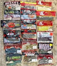 2lbs. 3OZ. LOT BIG BITE BAITS Fishing Bait Soft Plastic Lures WORMS MISSILE