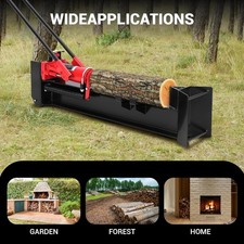 12Ton Manual Hydraulic Log Splitter Wood Cutter w/Horizontal Beam Built-In Wheel