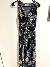 Arianna by Howard's Floral Maxi Dress S/M Ruched V-Neck Sleeveless Black White