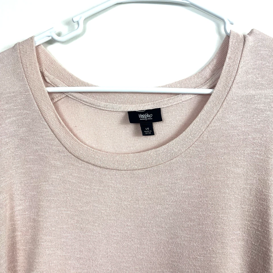 女式 Mossimo 圆领纯色粉红色短袖高低下摆 L — 第 3/4 张图片