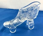 Fenton Roller Skate Shoe Clear Glass Daisy & Button Victorian Style Vintage 4” L