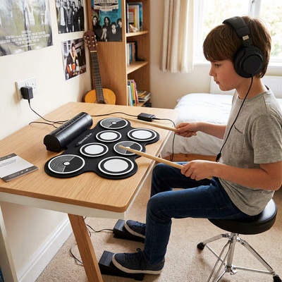 Electronic Drum Kit Schlagzeug Schlagzeug Set mit integ. Lautsprecher ,