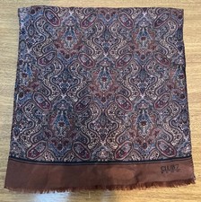 Club 7 Echo Women's 100 Silk Scarf Brown Paisley Pattern 54" 11"