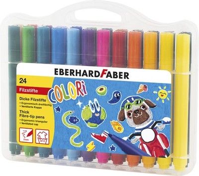 EBERHARD FABER Dicke Fasermaler COLORI 24er Kunststoffbox
