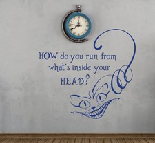 Alice in Wonderland Wall Decal Cheshire Cat Quote Vinyl Stickers Home Decor FD94