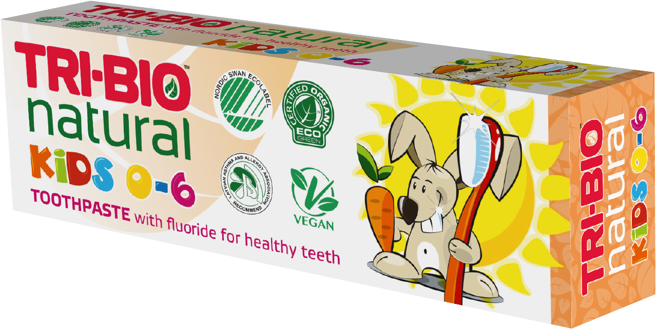 Natural Kids Childrens Toothpaste TRI-BIO 50ml Vegan Minimum Fluoride No Flavour