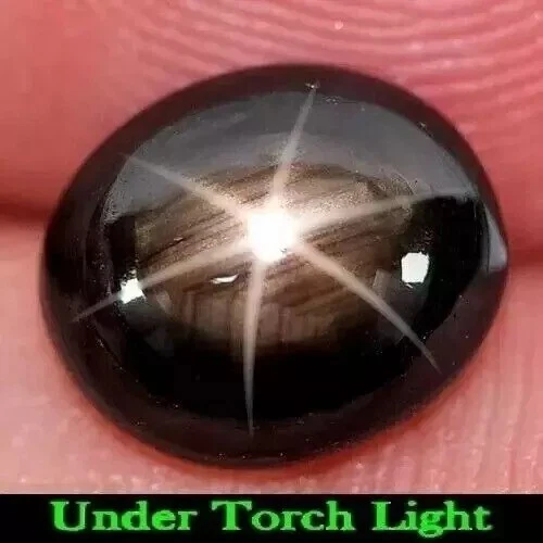 Black Star Sapphire 6 Rays 9.55 Ct Oval Cabochon Natural Loose Gemstone - Image 2 of 4