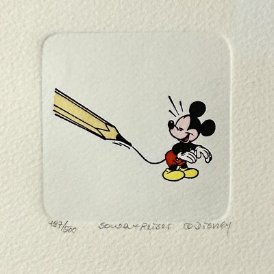 Mickey Mouse Sowa & Reiser #487/500 Hand Painted Cartoon Etching