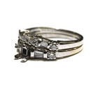 14k white gold semi mount setting diamond engagement ring wedding band 5.4g set — photo 3