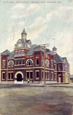 CITY HALL AND PUBLIC LIBRARY, NEW LONDON, WI 1910