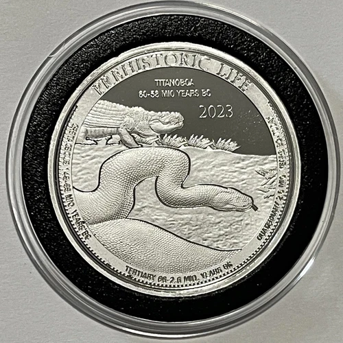 Prehistoric Life Series Titanoboa Snake Coin 1 Troy Oz .9999 Fine Silver Round