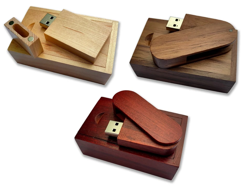 Personalised gift wooden laser engraved 16Gb usb flash drive with box