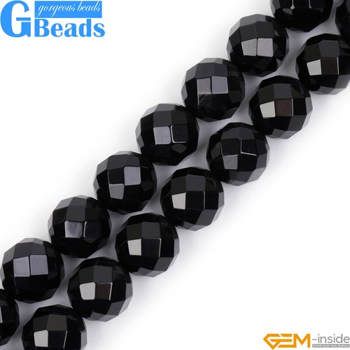 Black Agate Beads Onyx Natural Gemstone Faceted Round Spacer Beads 15" 6mm 8mm - Picture 15 of 61