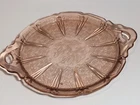 Jeannette Glass Pink Depression CHERRY BLOSSOM 12 5/8" Handled Serving Tray