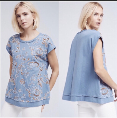 ANTHROPOLOGIE NWT Akemi + Kim Hildie Sweatshirt Blue Size S