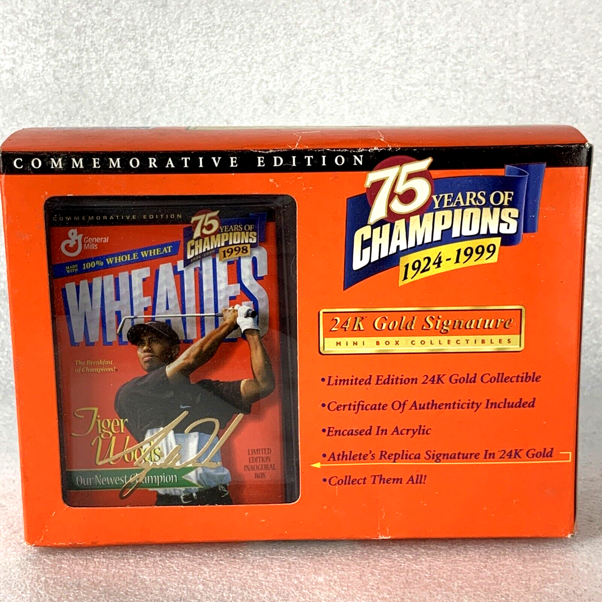 Wheaties 24K Gold Signature Mini-Box Tiger Woods 75 Years of