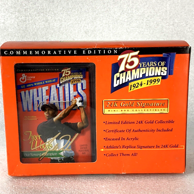 Wheaties 24K Gold Signature Mini-Box Tiger Woods 75 Years of
