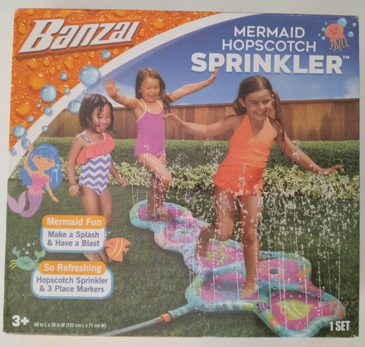 Banzai Mermaid Hopscotch Sprinkler Hop Splash & Play Water Summer
