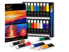 Aen Art Acrylic Paint Set, 16 Colors Painting Supplies for Canvas Wood Fabric Ce