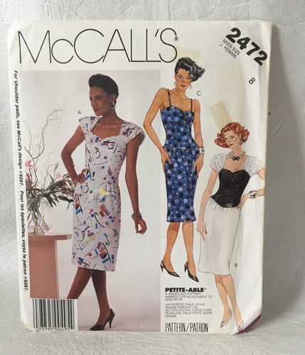  McCall's 2472 sewing Pattern Misses size 8 UNCUT Dress 1986 - Picture 1 of 2