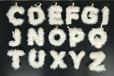 Monogram Christmas Ornament Target Wondershop Faux Fur Furry White Letters NEW