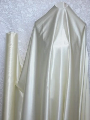 New 100% Pure Silk Satin Charmeuse Fabric Solid Ivory Per Yard