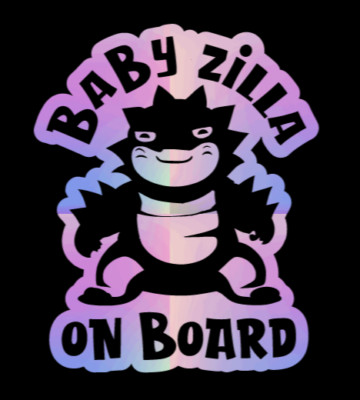 Baby Zilla On Board Vinyl Godzilla for Truck, Car, Window, Wall, Trailer, Laptop