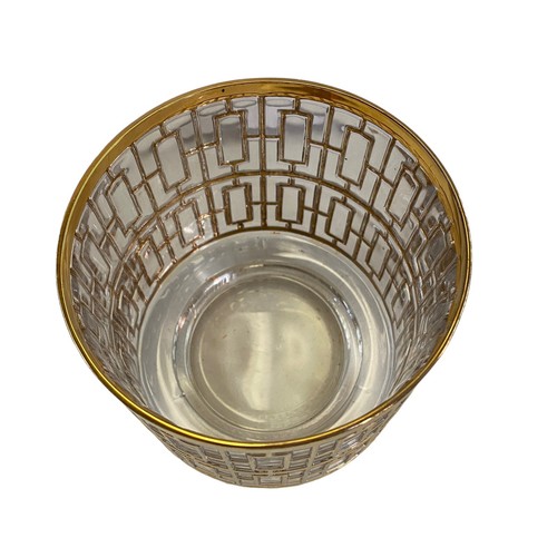 Vintage Shoji Gold Trellis 22K Hospitality Bucket Ice Imperial Glass Regency - Picture 2 of 10