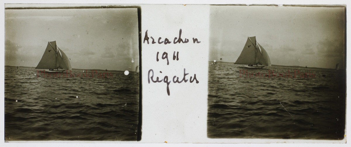 Plaque De Verre Ancienne 8,5x10 Cm - Bateau, Port De France - Positif
