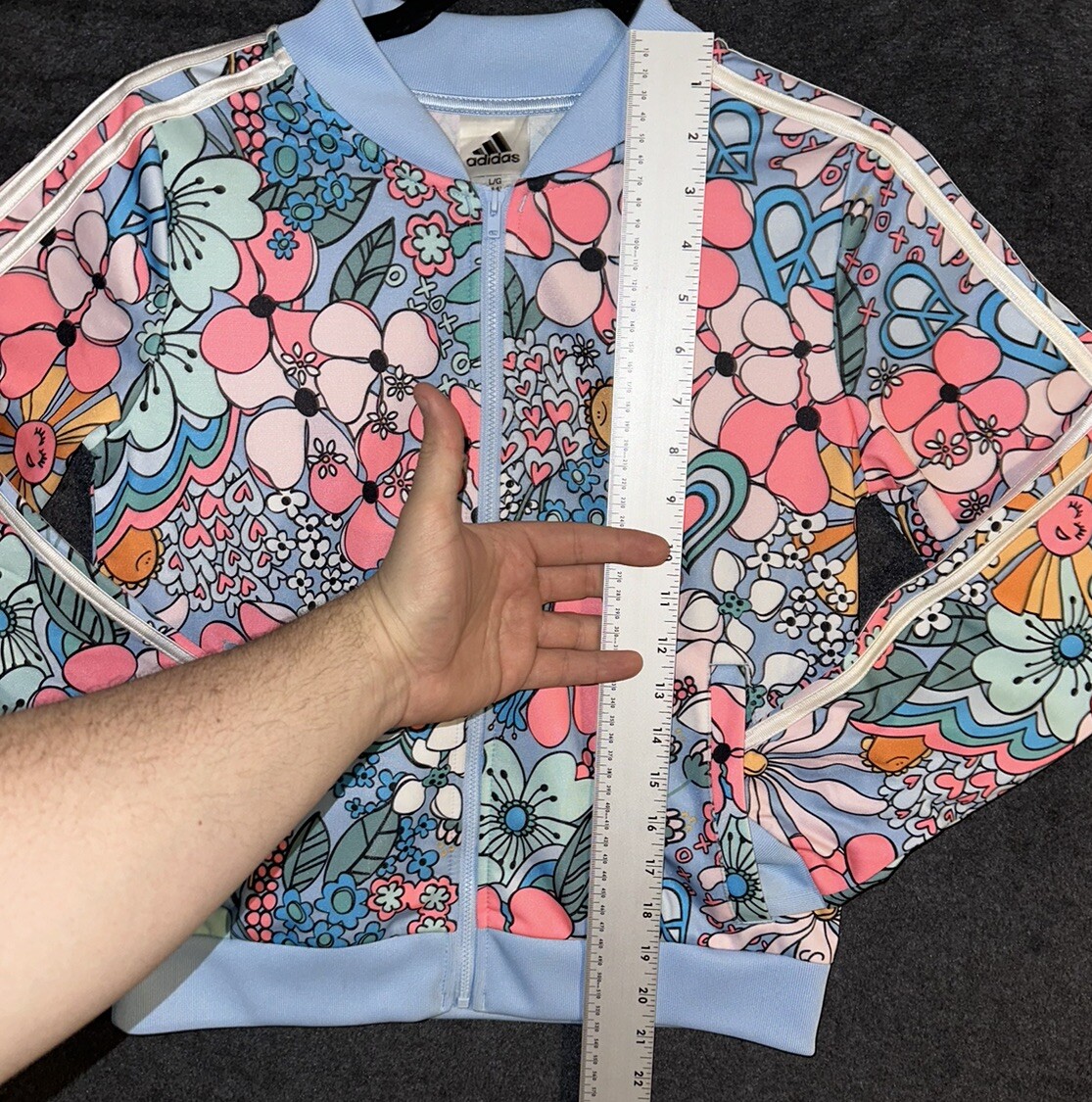 adidas originals Cropped Jacket ミントグリーン ジャージ Adidas Girls Size L (14) Sunshine & Flowers Track Jacket